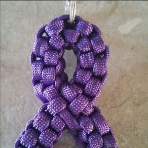 2 purple paracord keychains